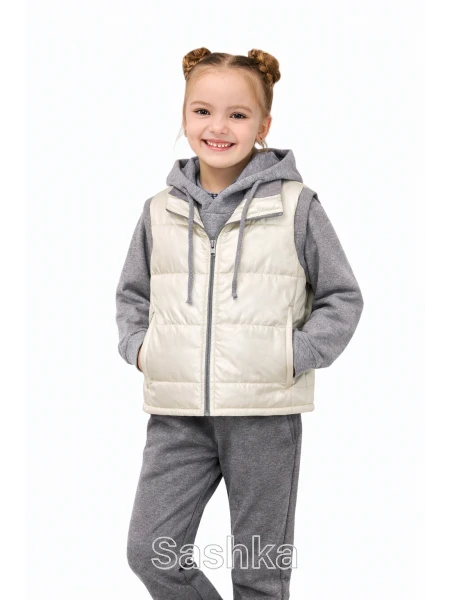 Жилет утеплений на синтепоні для дівчинки айворі